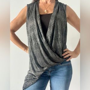 Sparkle Surplice Asymmetrical Top